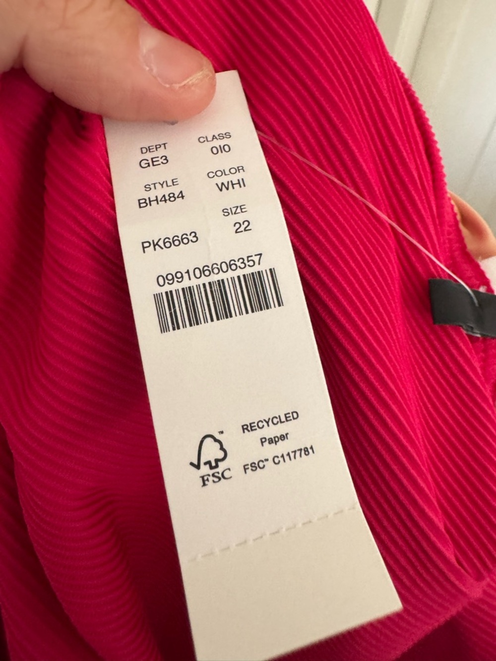 NWT J.Crew bright pink Ribbed one-strap one-piece swimsuit size 22 - Picture 3 of 6